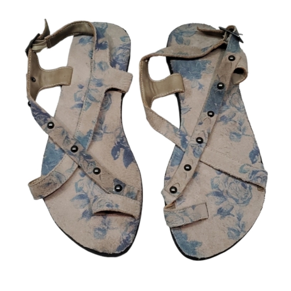 OTBT Womens Floral Loop Toe Sandals Flats shoes sz 7
